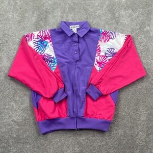 Vintage Casual Isle 1/4 Button Windbreaker Track Jacket Women's Petite Size SP